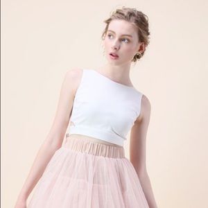 Chicwish Bowknot Crop Top in White, Size M
